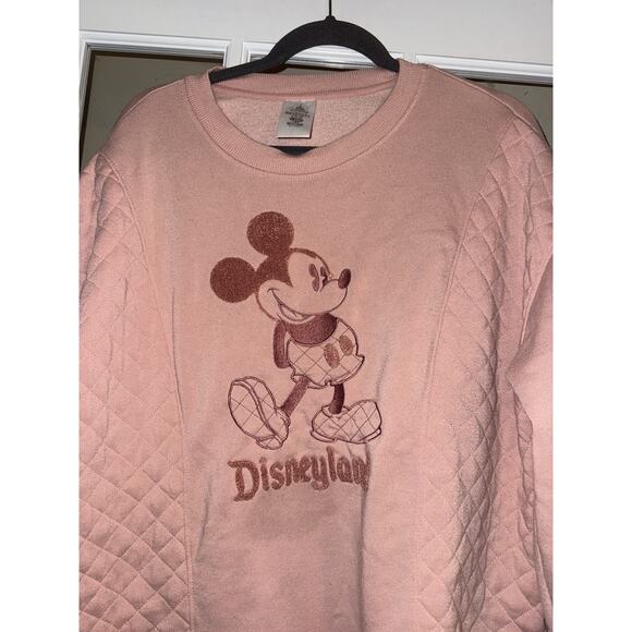 Disney Parks Mickey Mouse Pink Sweatshirt sz XL Quilted Look - Picture 2 of 4